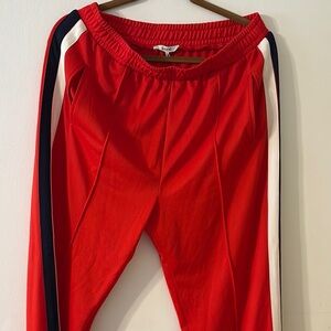 Red Track Pants with Stripes